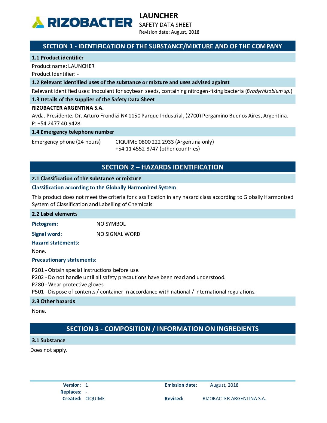 Launcher Liquid SDS