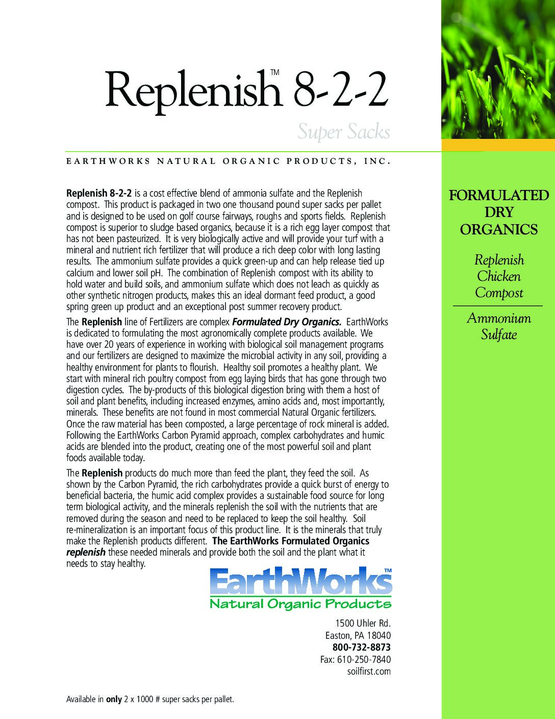 Replenish 8-2-2 Tech Sheet