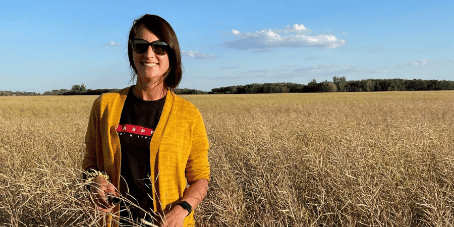 Agronomist Justine Cornelsen in field